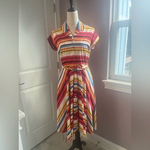 Unique Vintage Large Colorful Stripped Dress